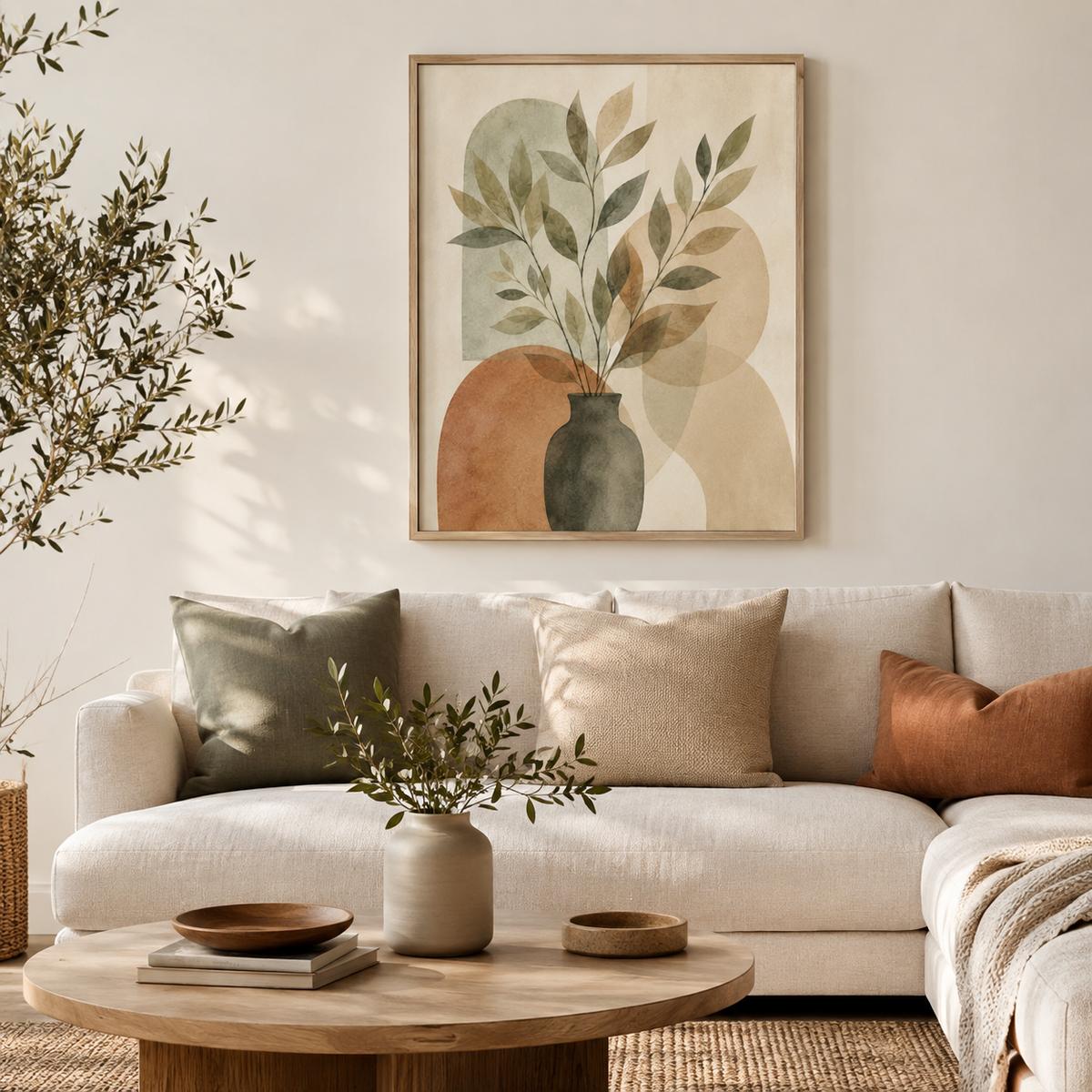 Quadro Folhagens em Tons Terrosos