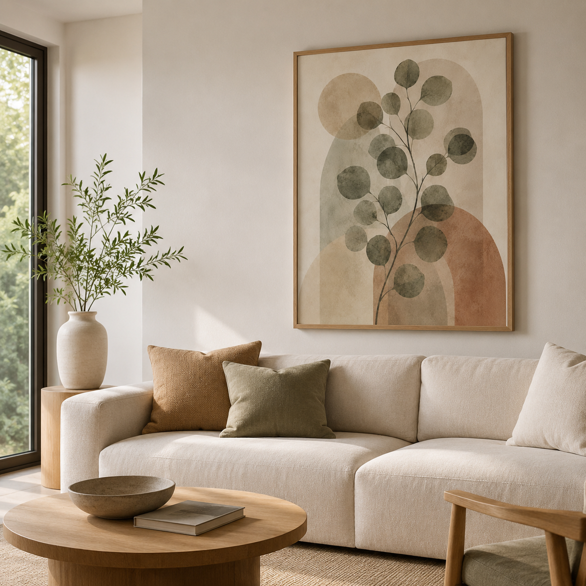 Quadro Folhagem Circular em Tons Terrosos