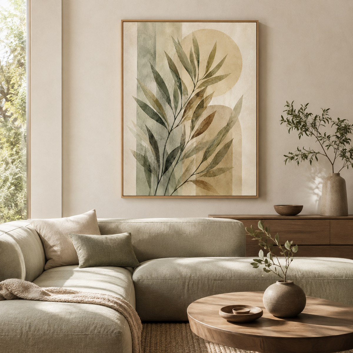 Quadro Ramos Alongados em Tons Naturais