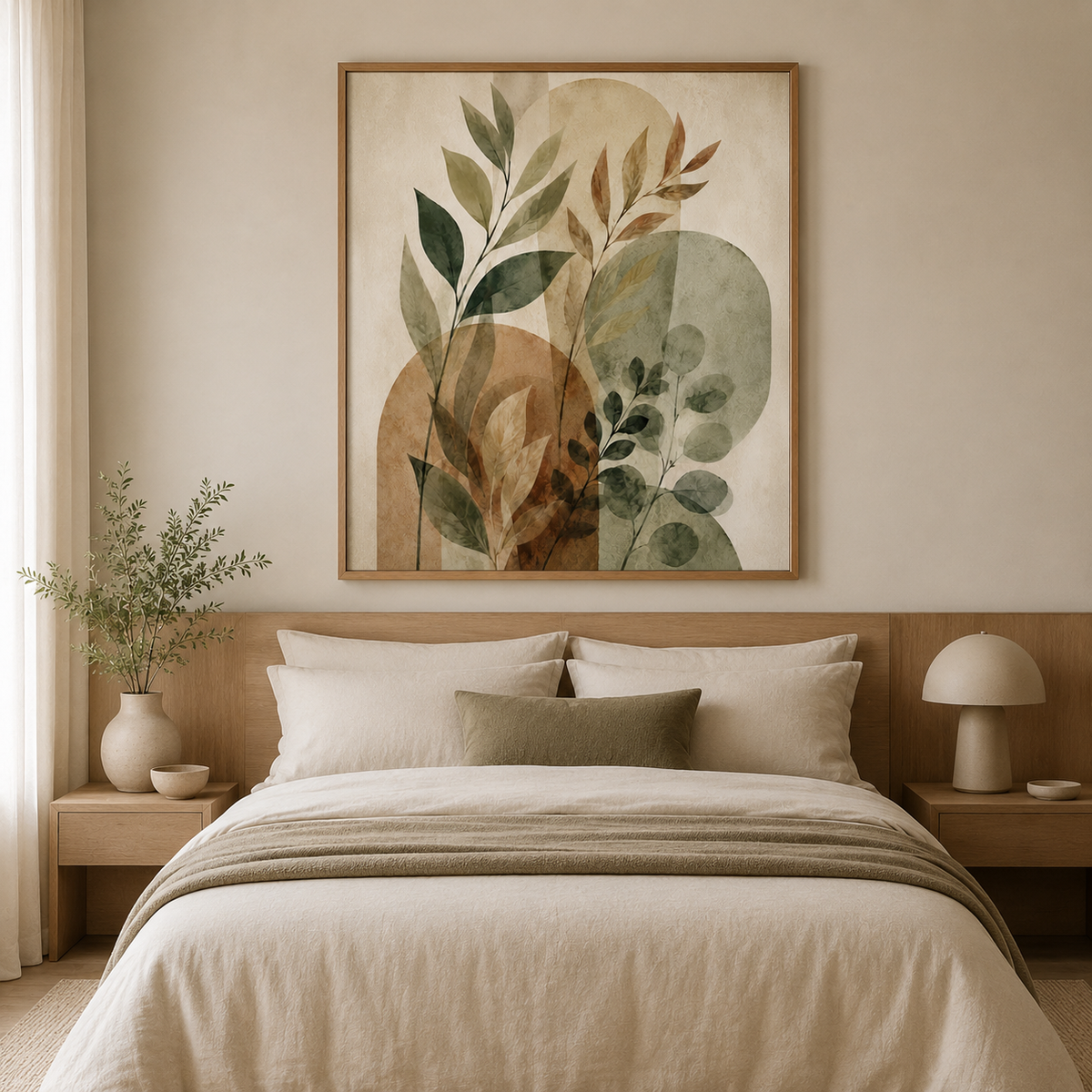 Quadro Folhagens Orgânicas em Tons Naturais