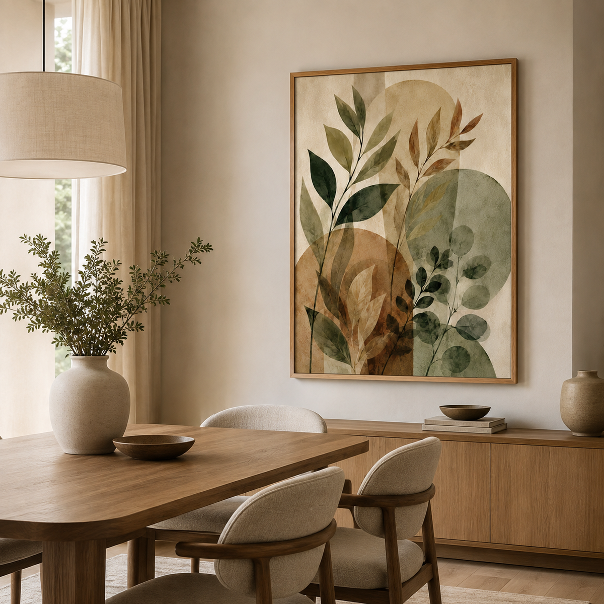 Quadro Folhagens Orgânicas em Tons Naturais