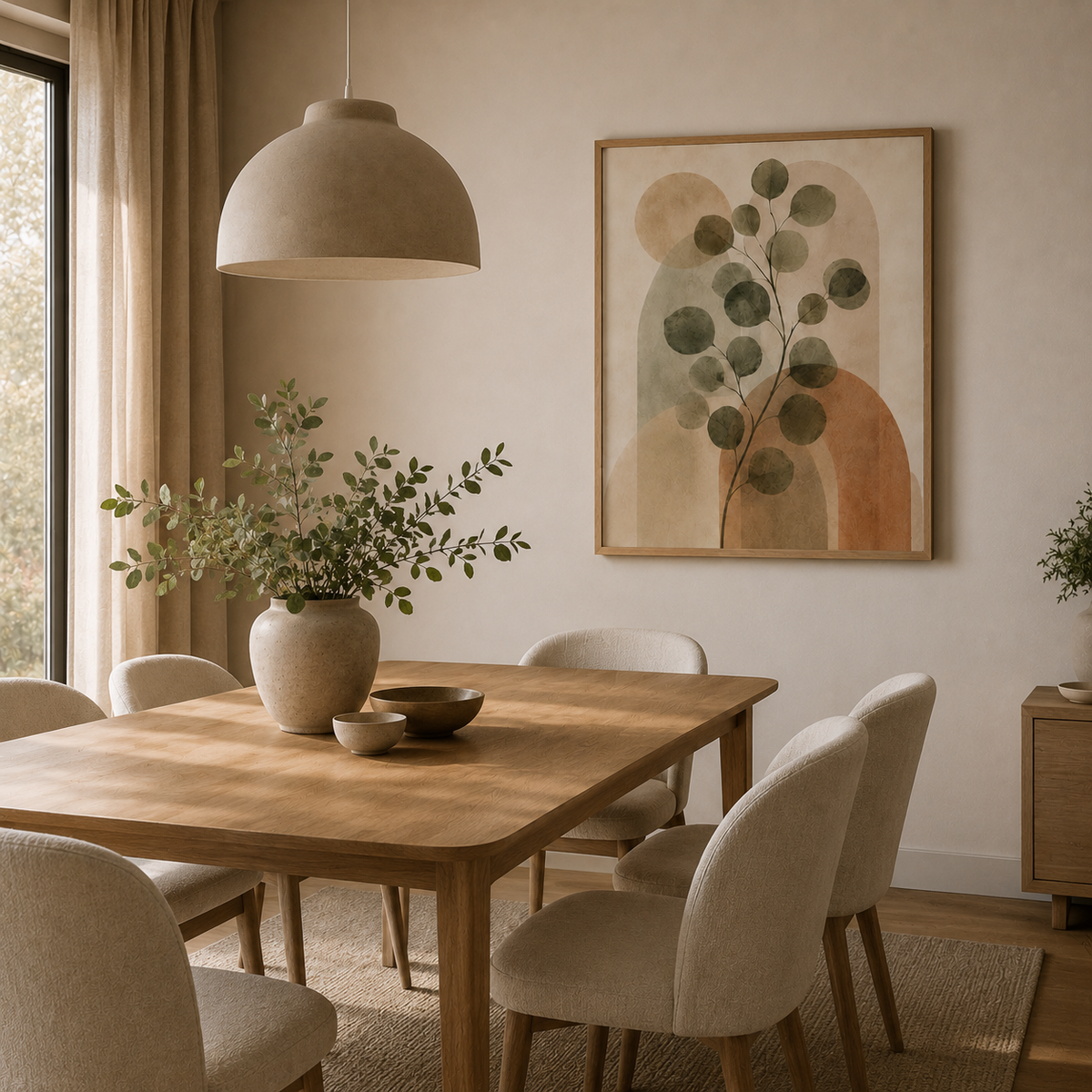 Quadro Folhagem Circular em Tons Terrosos