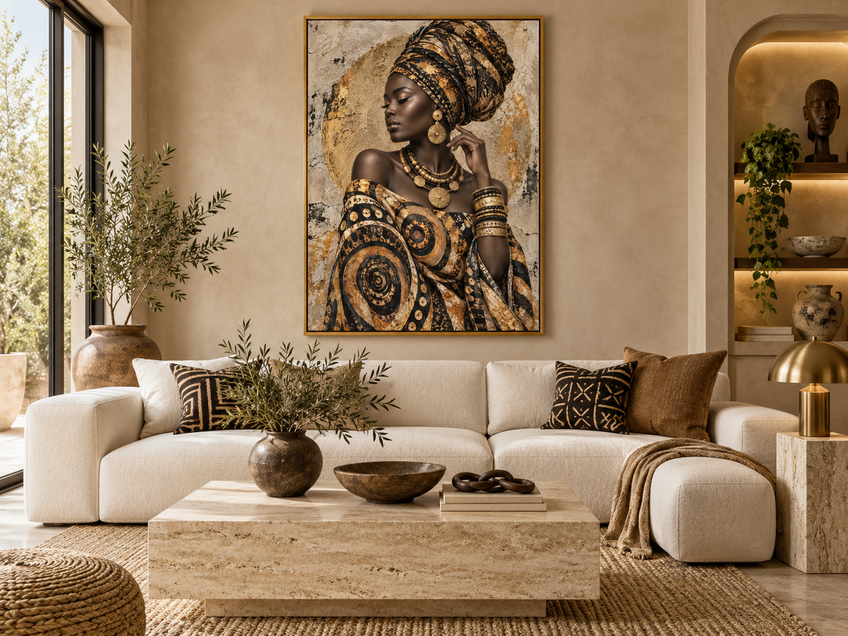 Quadro Mulher com Turbante Étnica Contemporânea