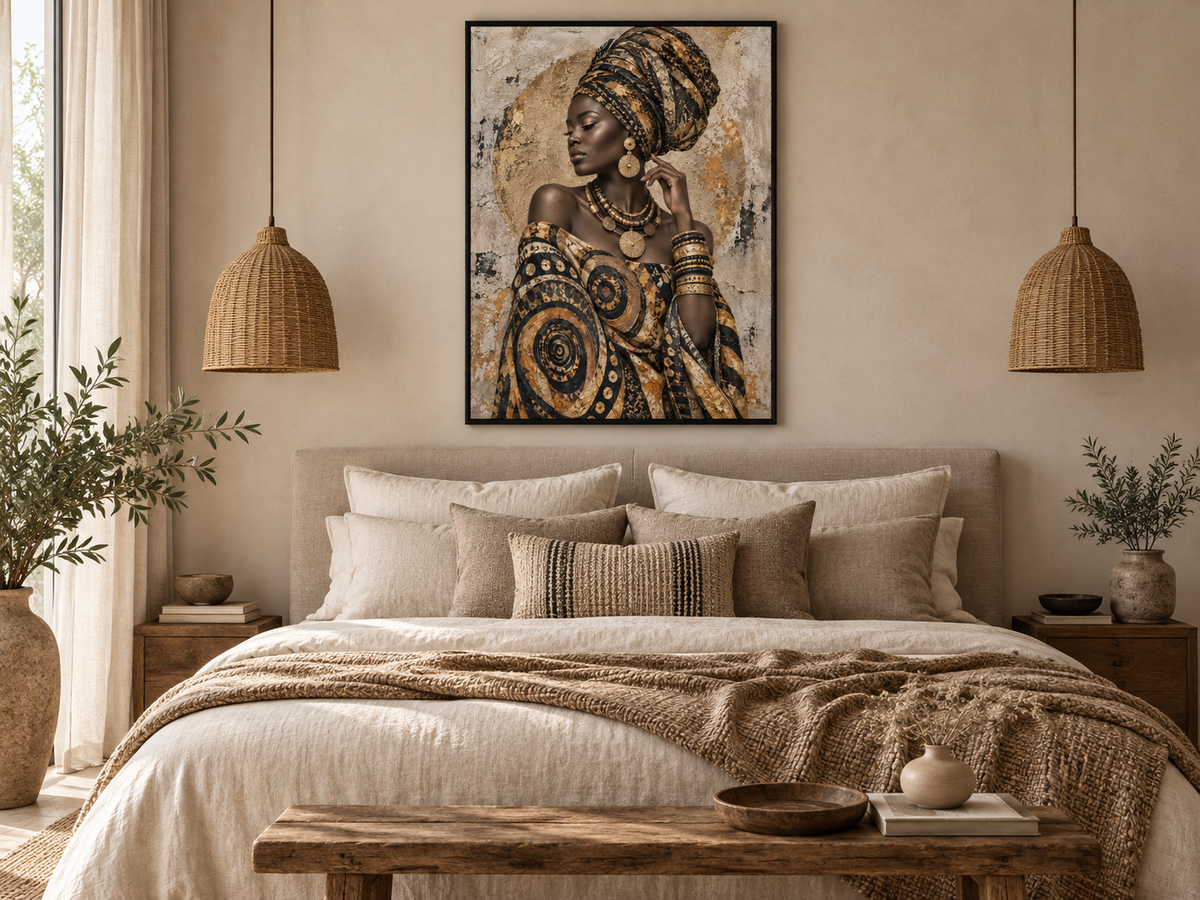 Quadro Mulher com Turbante Étnica Contemporânea