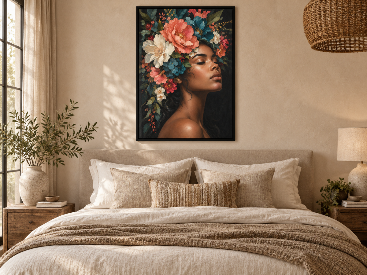 Quadro Mulher com Flores