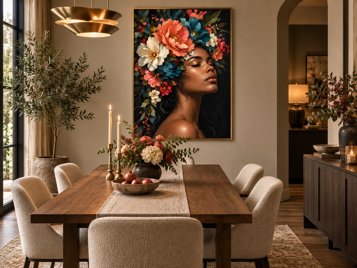Quadro Mulher com Flores