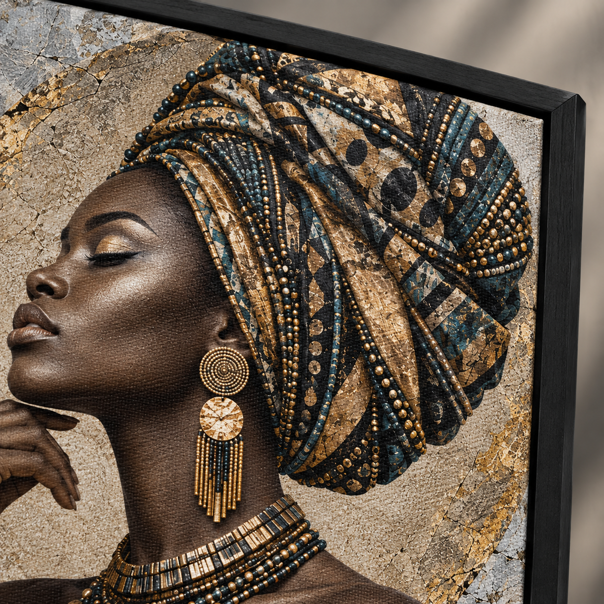 Quadro Mulher Africana Dourada