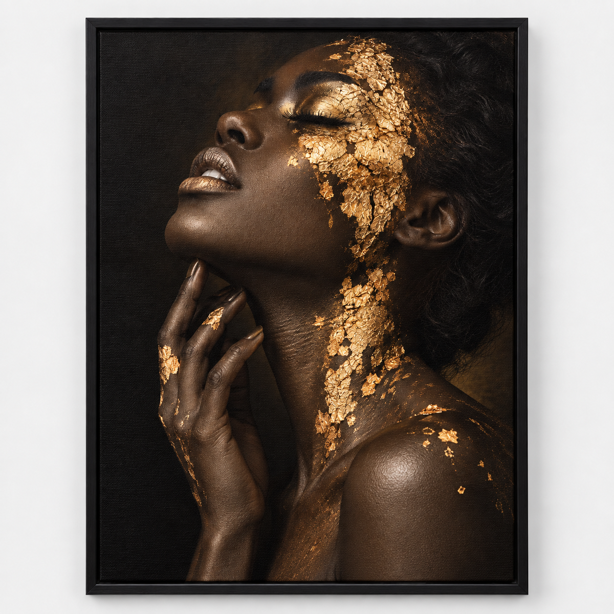Quadro Mulher com Efeito Dourado