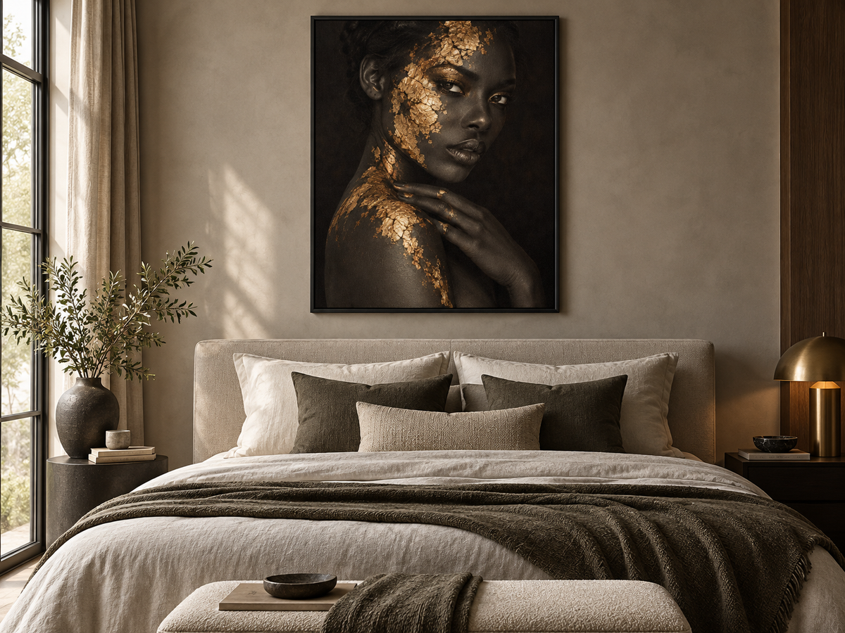 Quadro Decorativo Feminino com Folhas