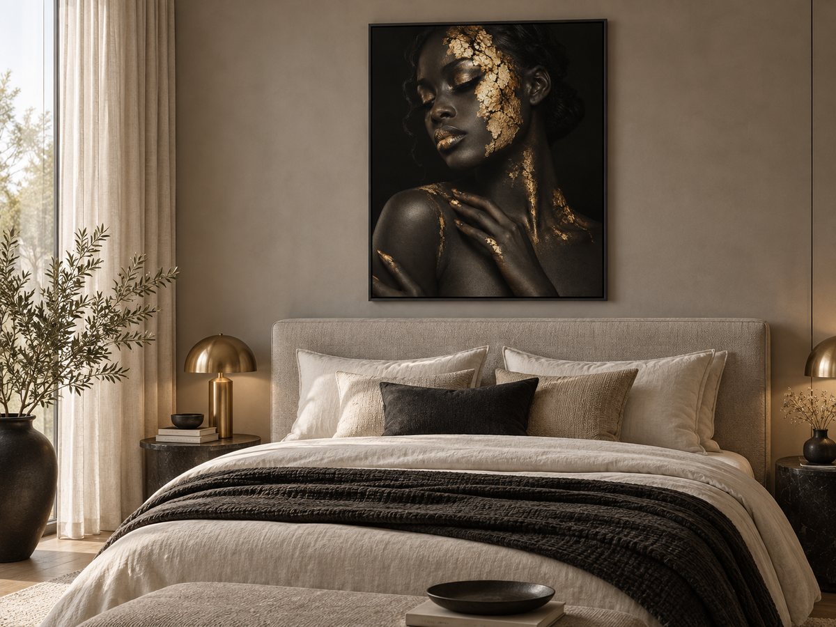 Quadro Mulher Negra Dourado