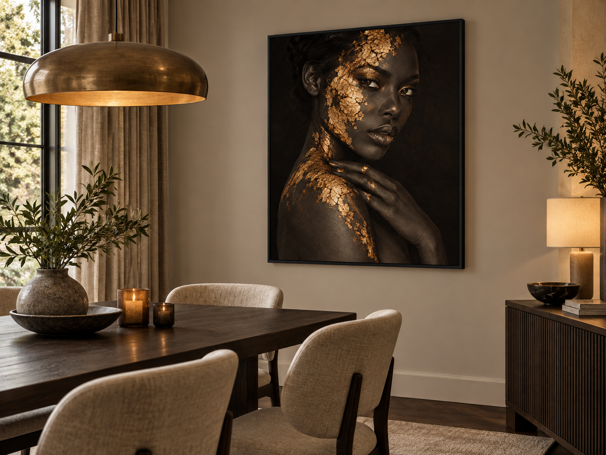 Quadro Decorativo Feminino com Folhas