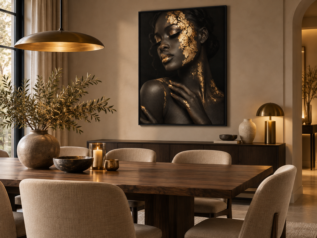 Quadro Mulher Negra Dourado