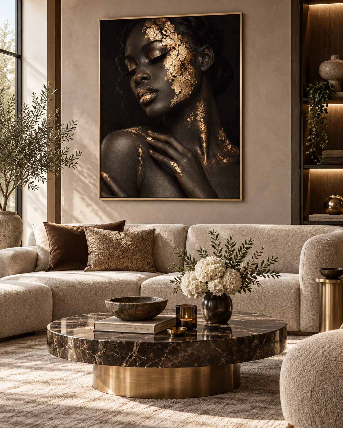 Quadro Mulher Negra Dourado