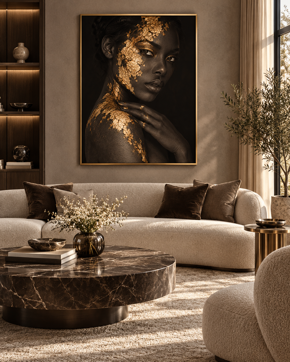 Quadro Decorativo Feminino com Folhas