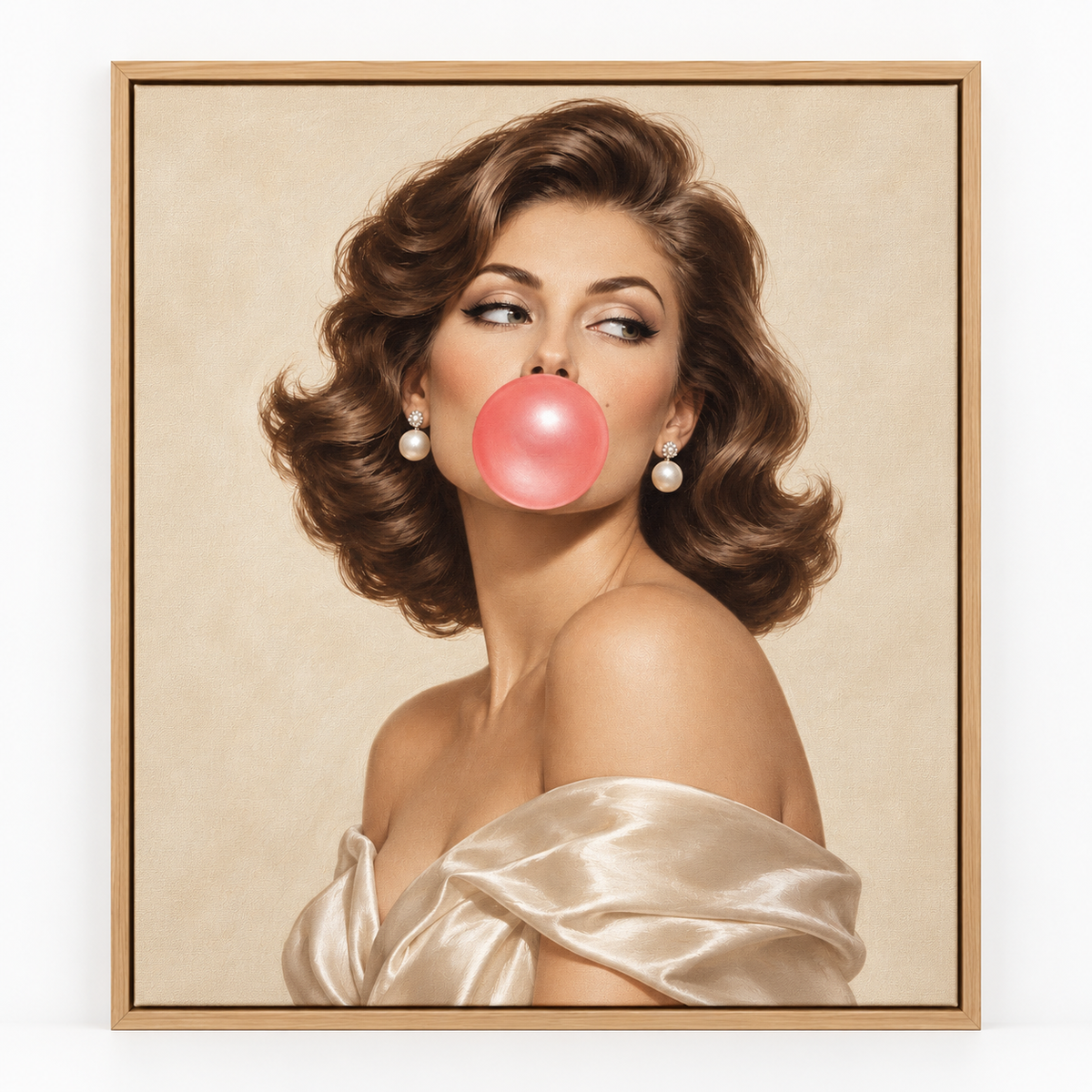 Quadro Pin-Up Morena com Chiclete