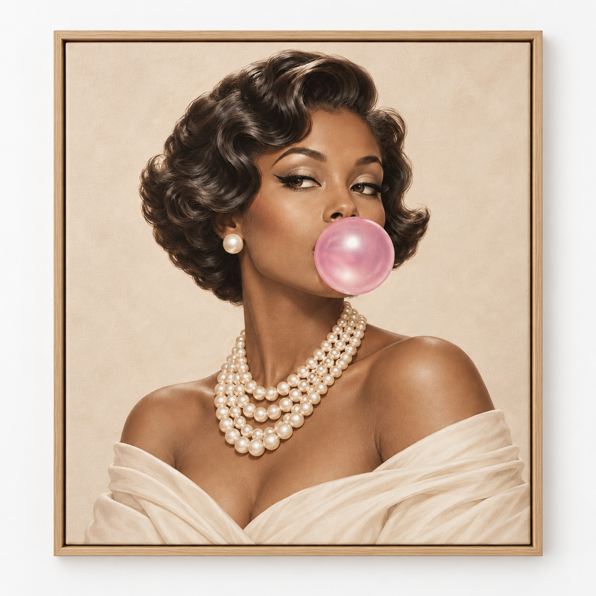 Quadro Pin-Up Mulher Negra com Chiclete