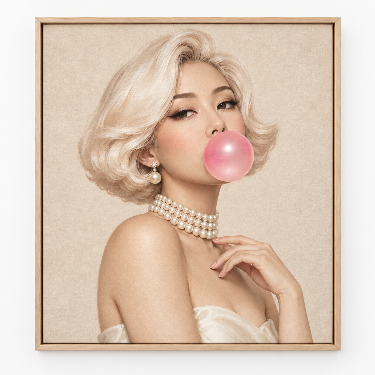 Quadro Pin-Up Loira com Chiclete