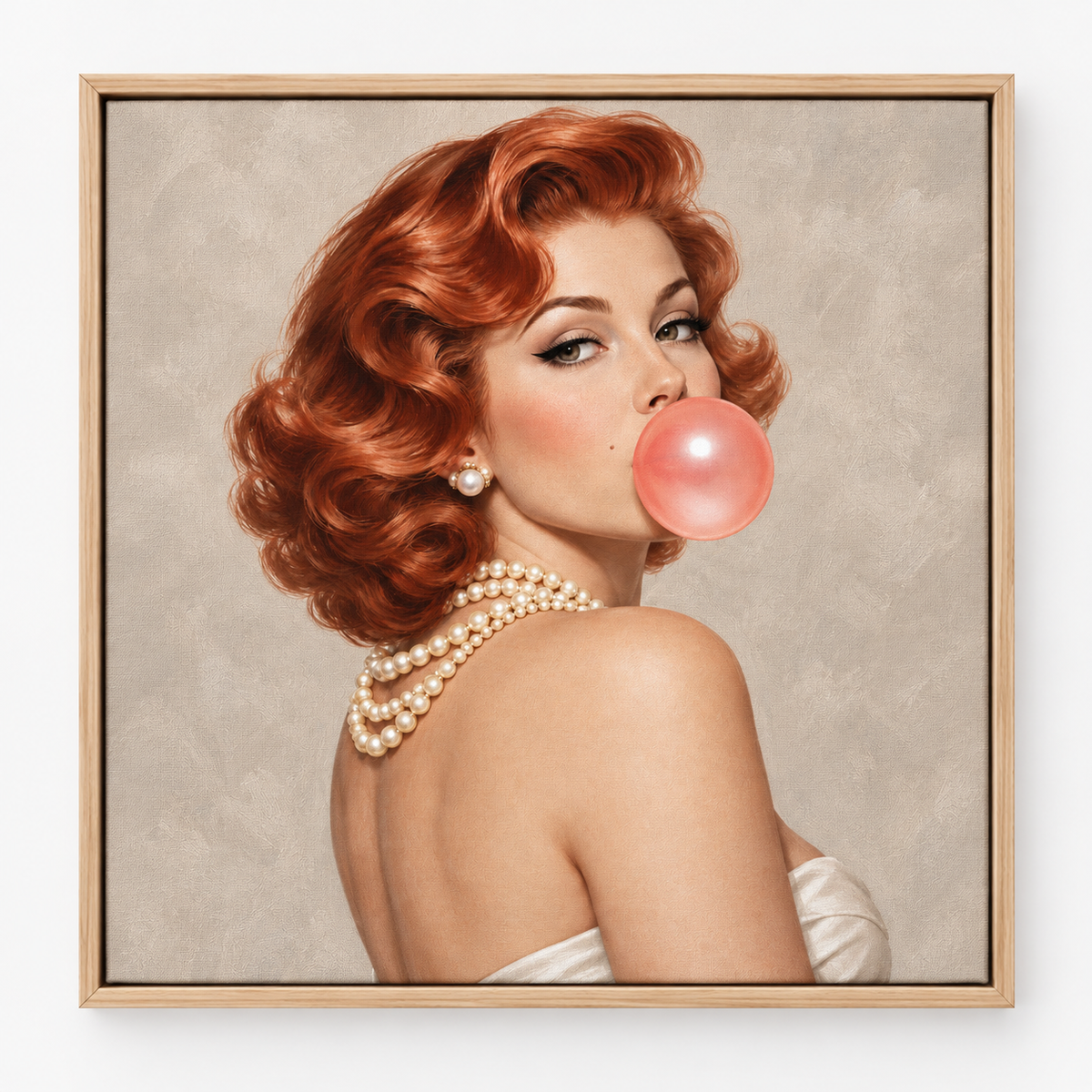 Quadro Pin-Up Ruiva com Chiclete