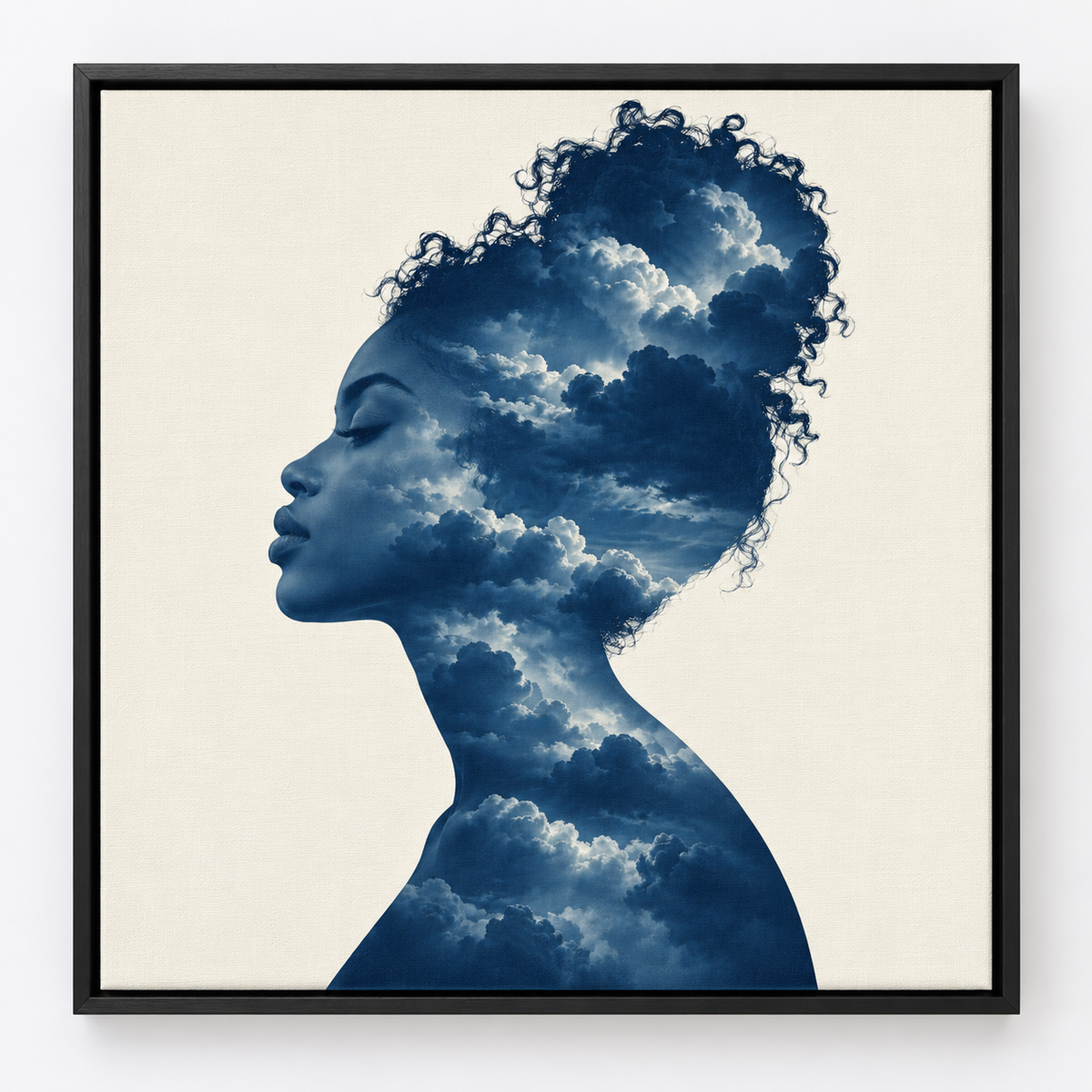 Quadro Mulher entre Nuvens em Dupla Exposição