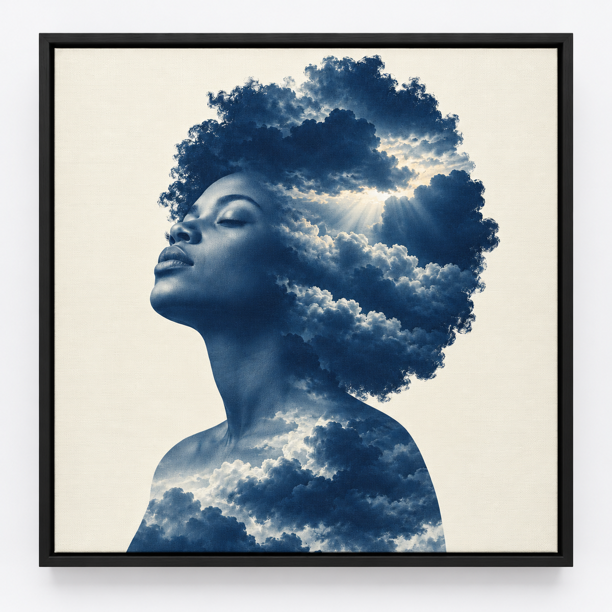 Quadro Mulher Negra com Nuvens