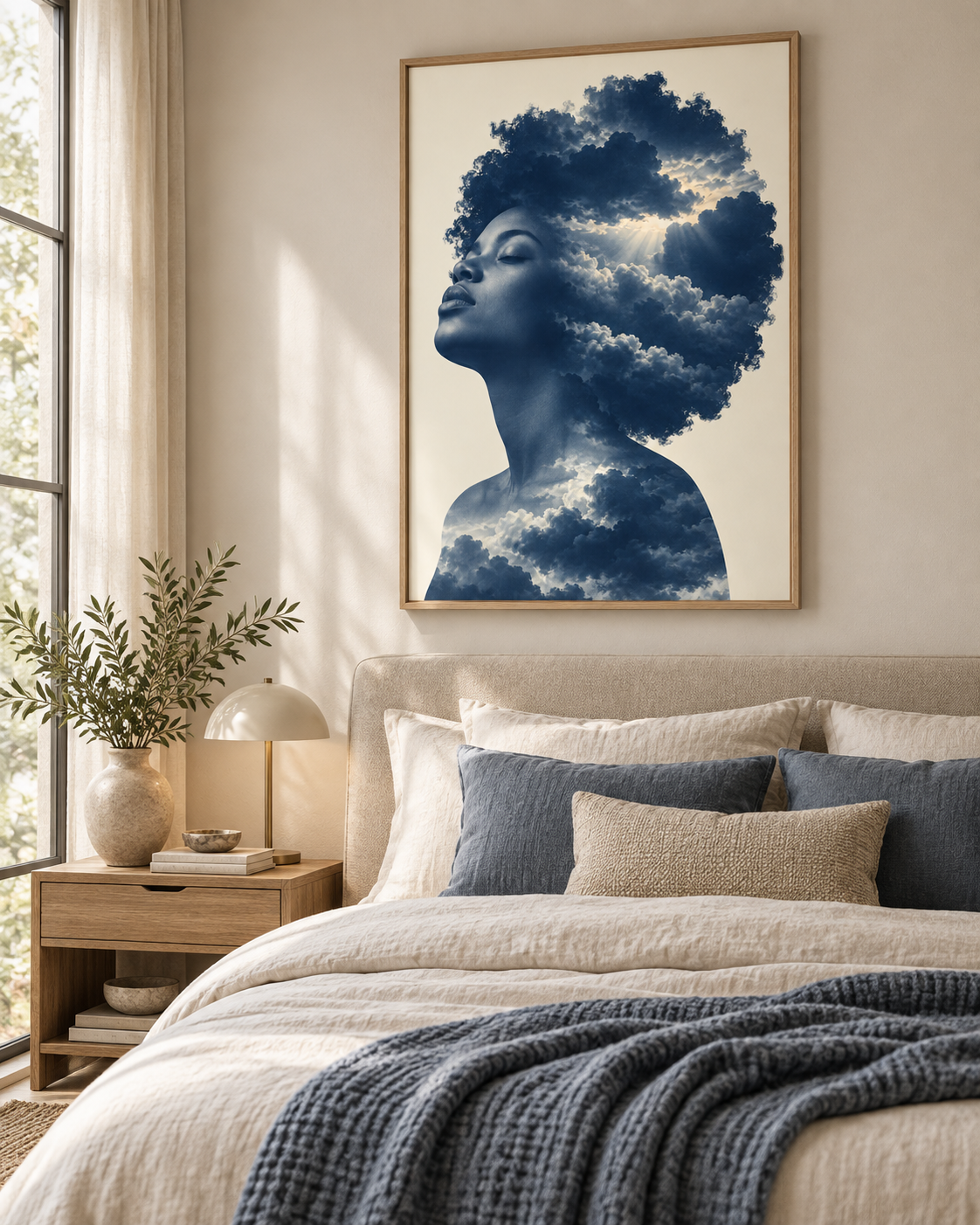 Quadro Mulher Negra com Nuvens
