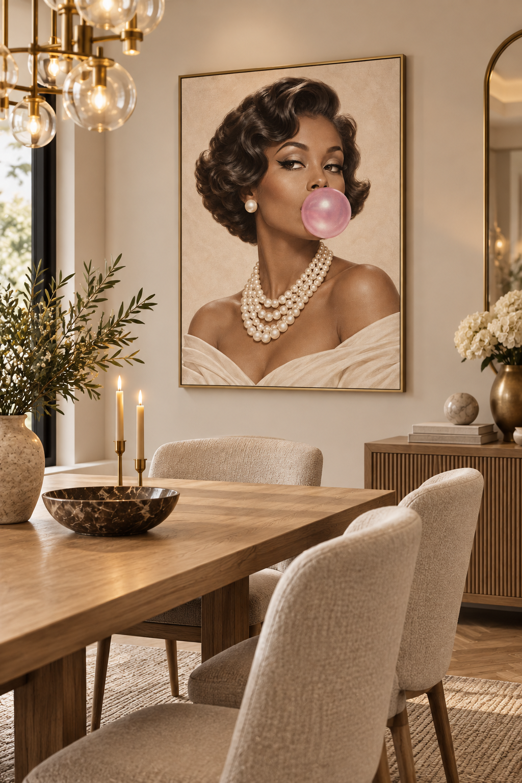 Quadro Pin-Up Mulher Negra com Chiclete