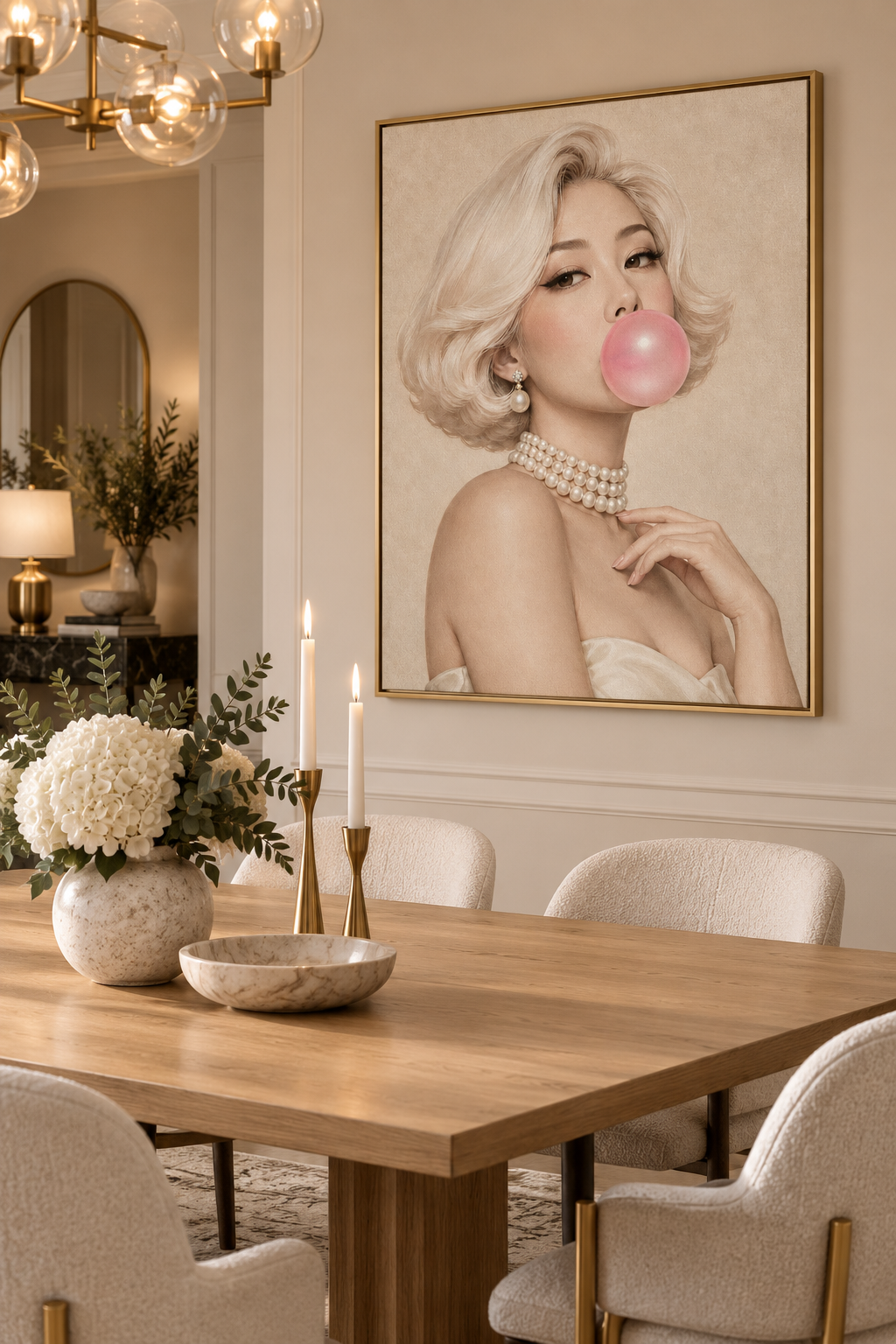 Quadro Pin-Up Loira com Chiclete