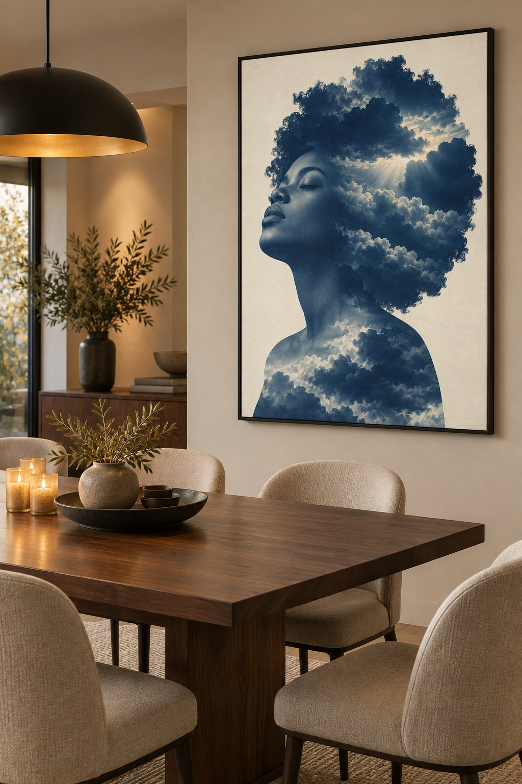 Quadro Mulher Negra com Nuvens