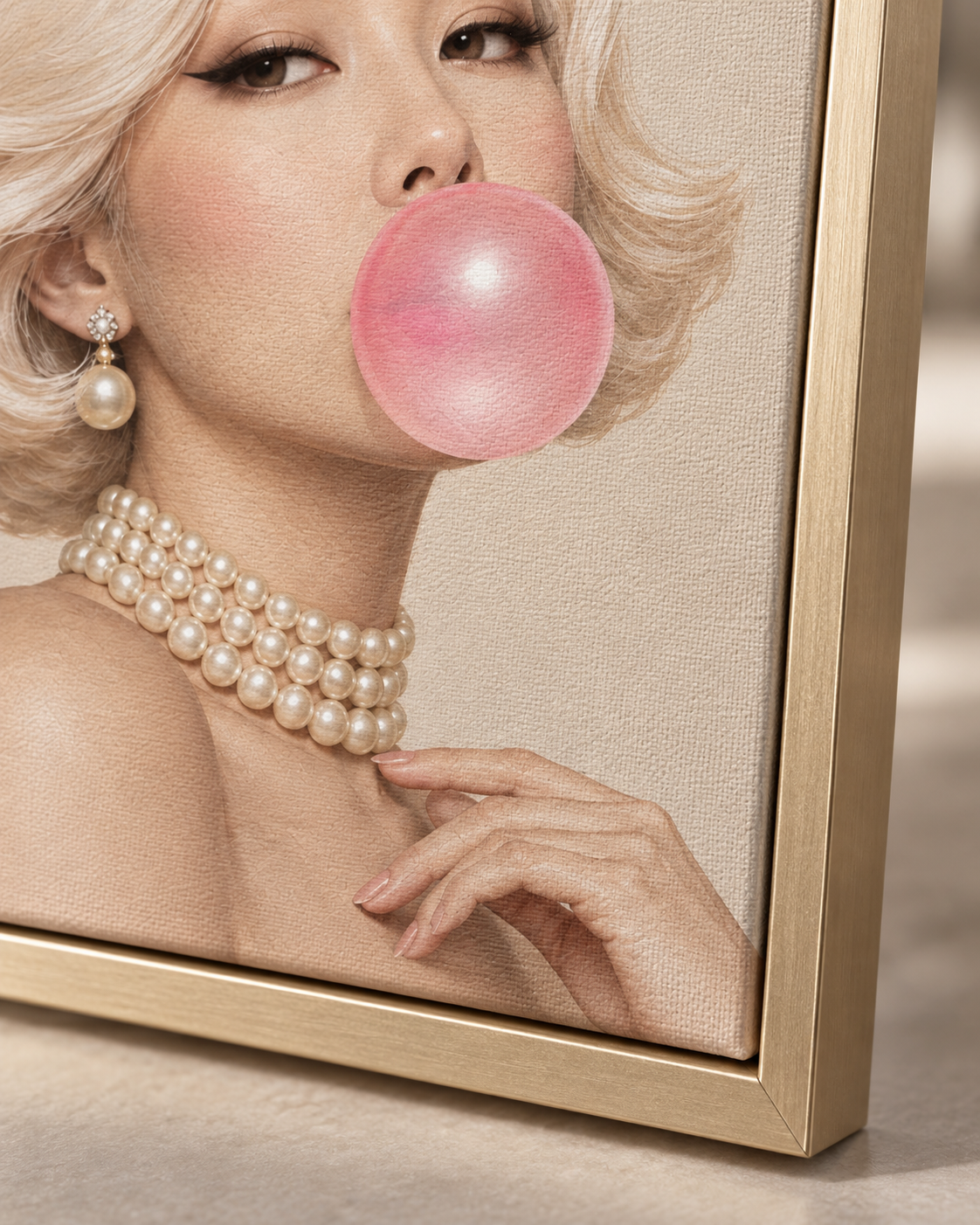 Quadro Pin-Up Loira com Chiclete