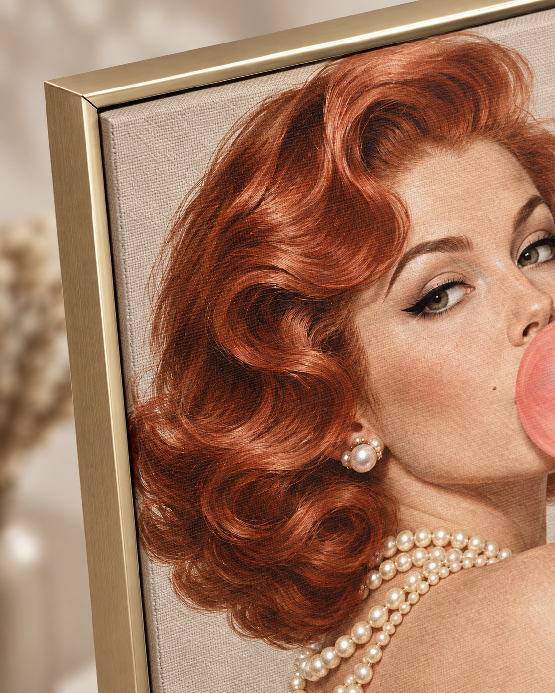 Quadro Pin-Up Ruiva com Chiclete