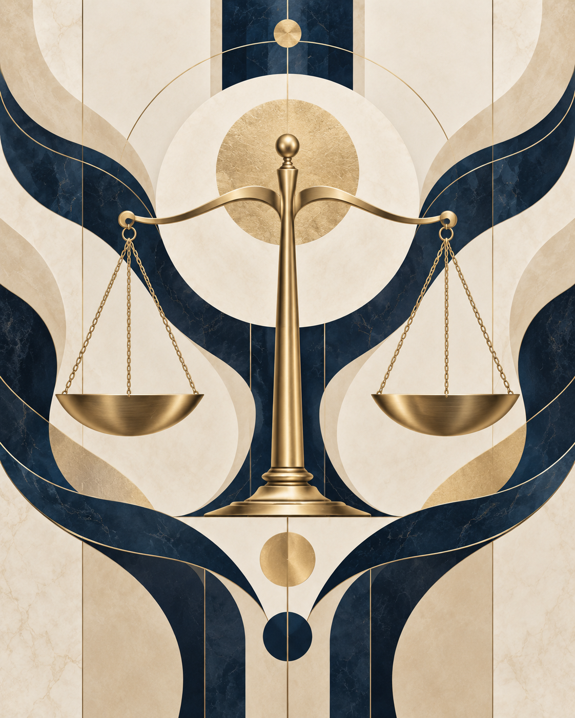 Quadro Balança da Justiça Azul e Dourado