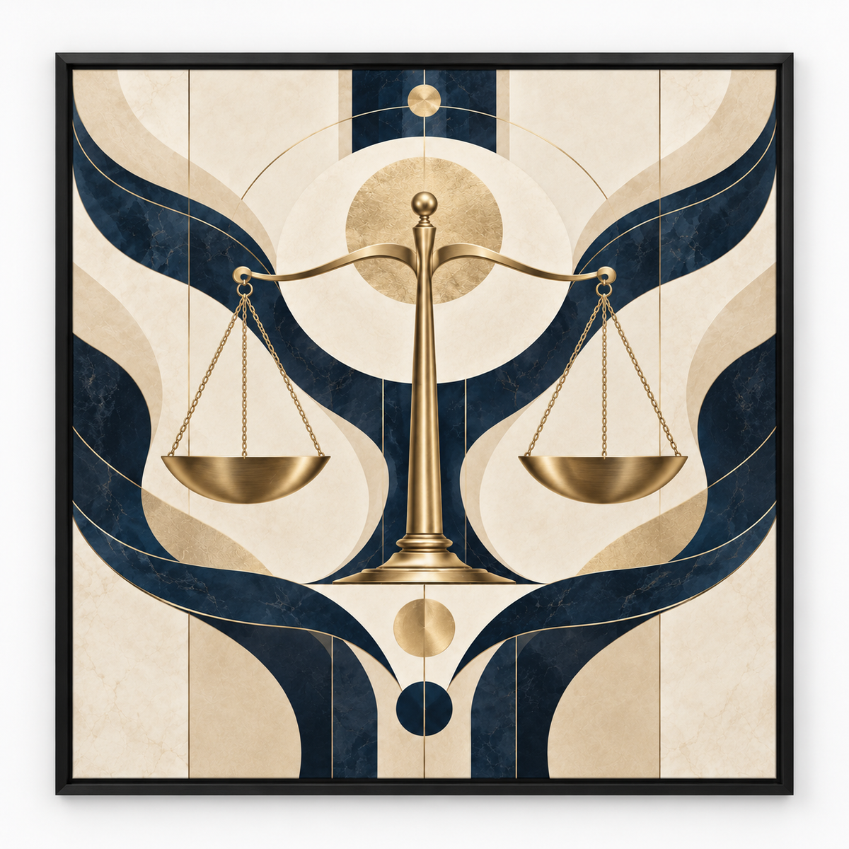 Quadro Balança da Justiça Azul e Dourado