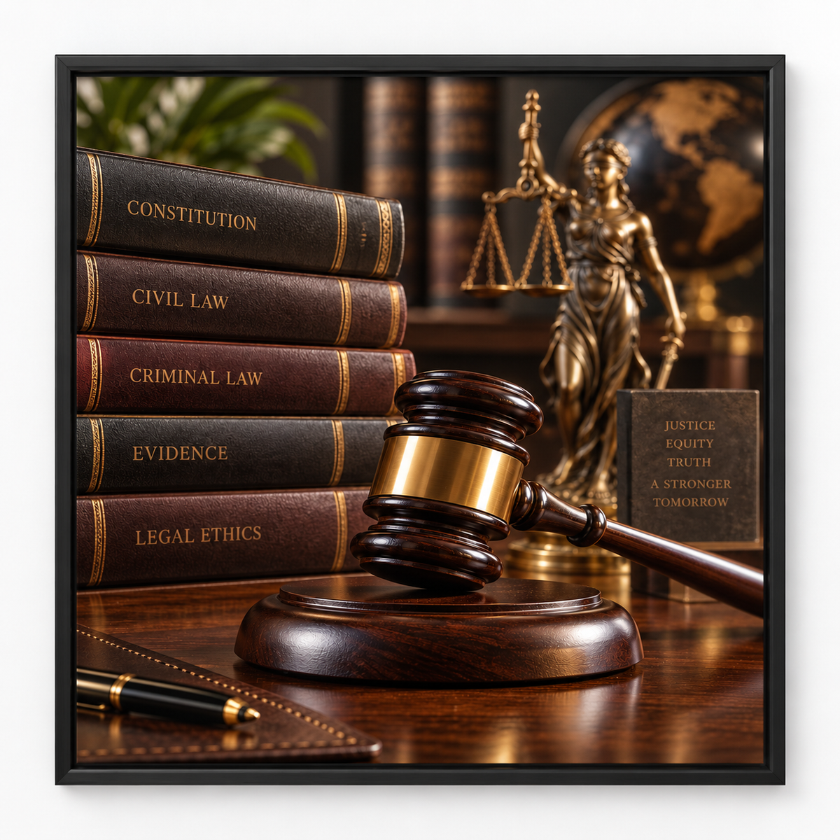 Quadro Direito com Martelo do Juiz