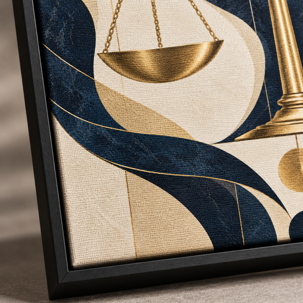 Quadro Balança da Justiça Azul e Dourado