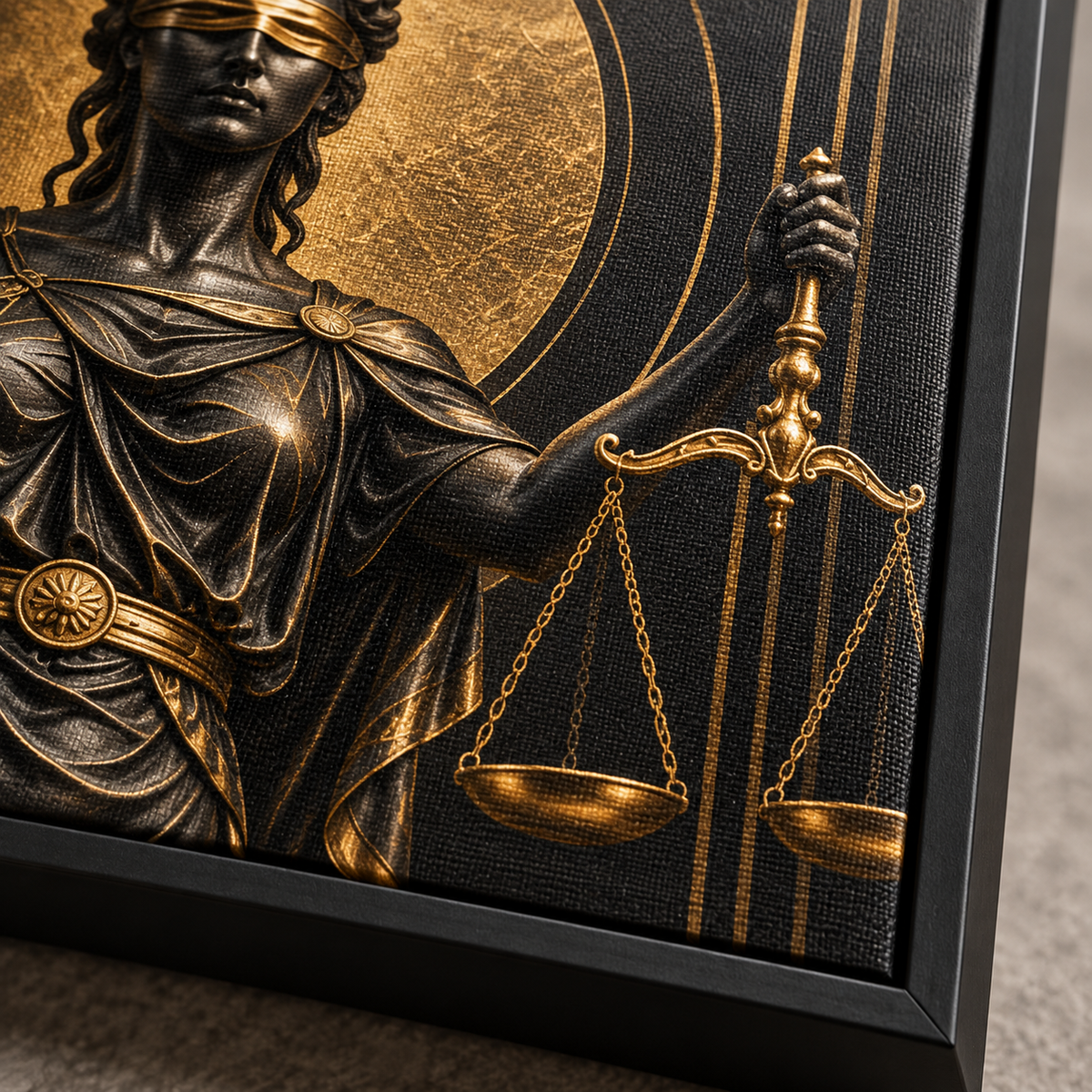 Quadro Themis Art Déco Preto e Dourado