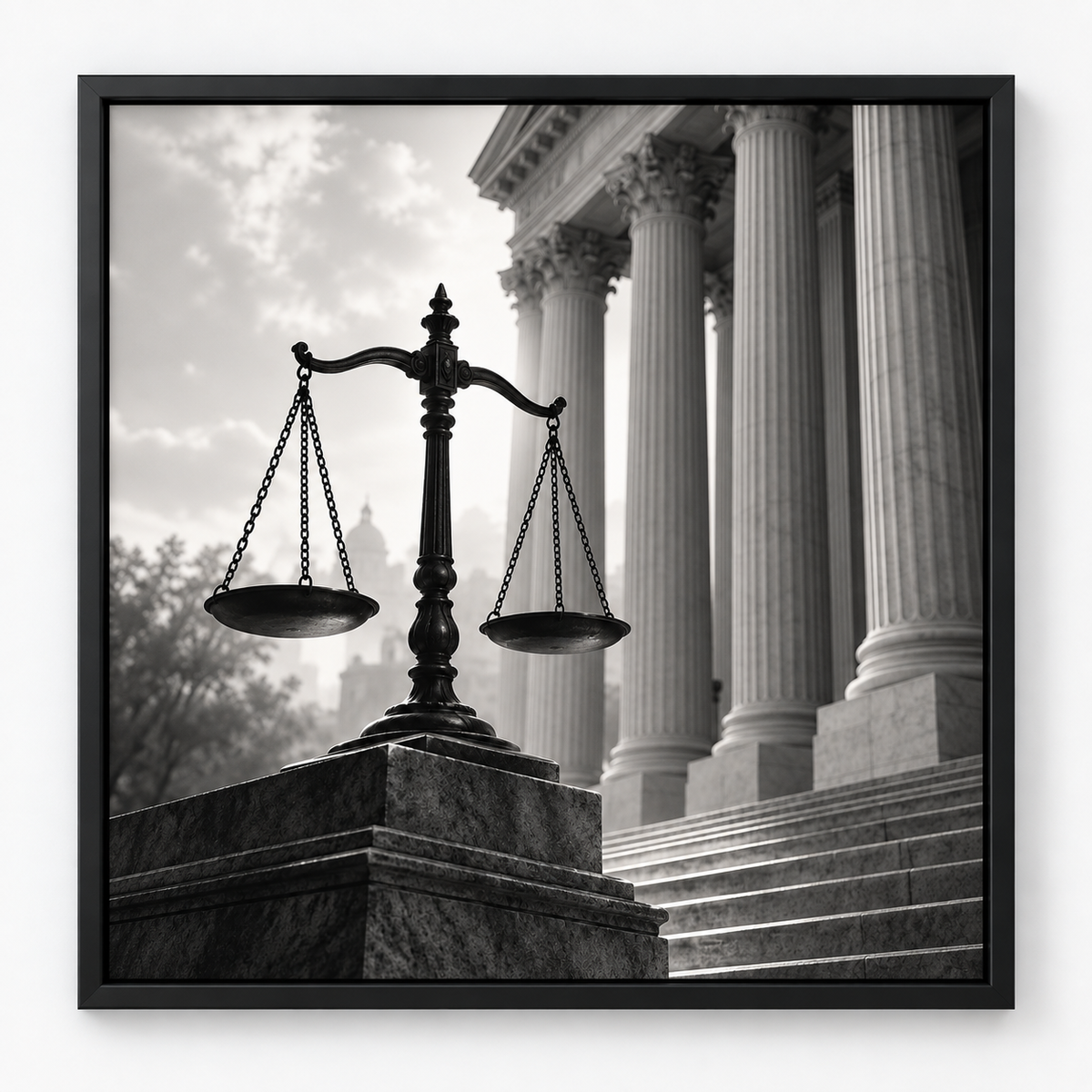 Quadro Balança da Justiça e Tribunal Clássico