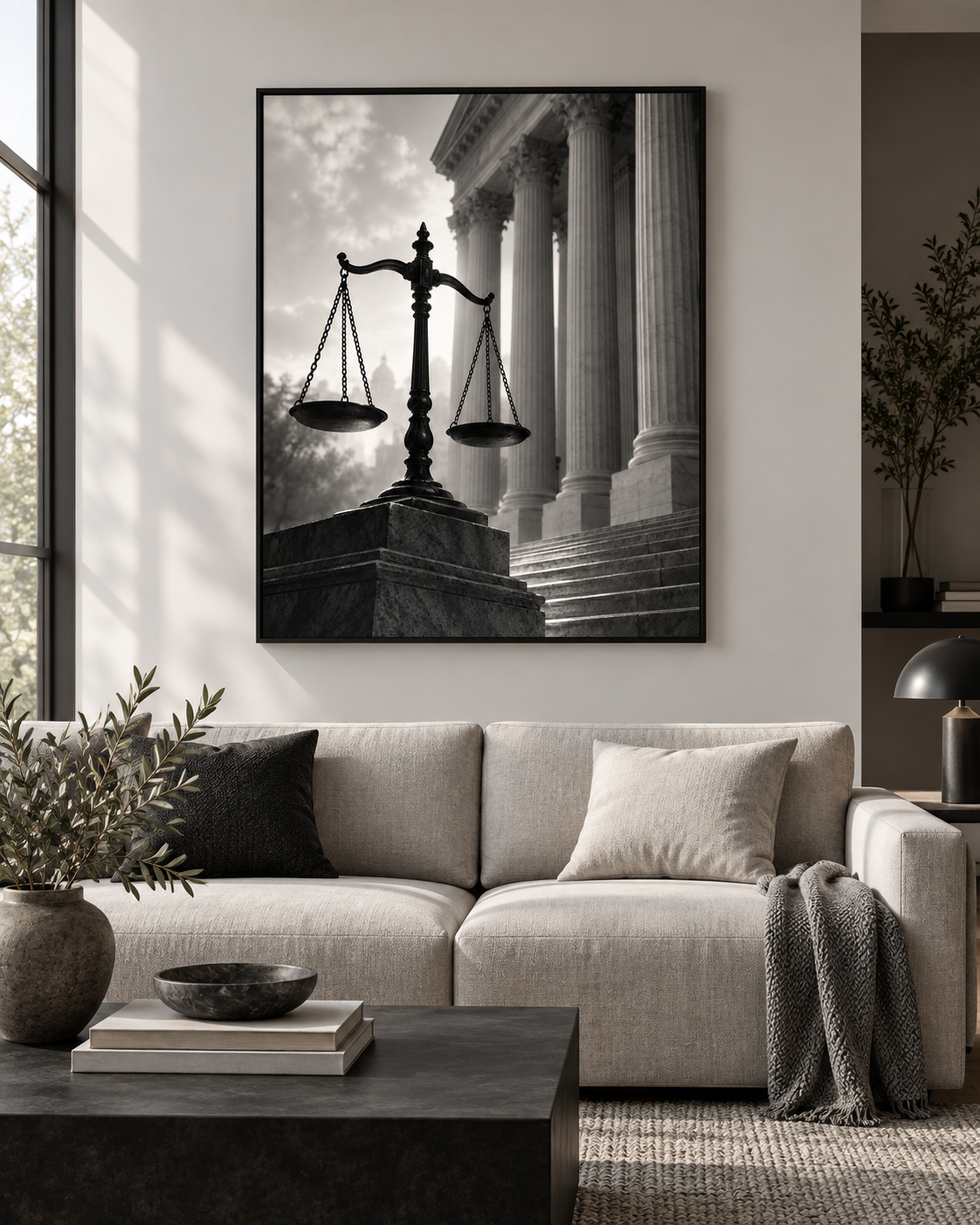 Quadro Balança da Justiça e Tribunal Clássico