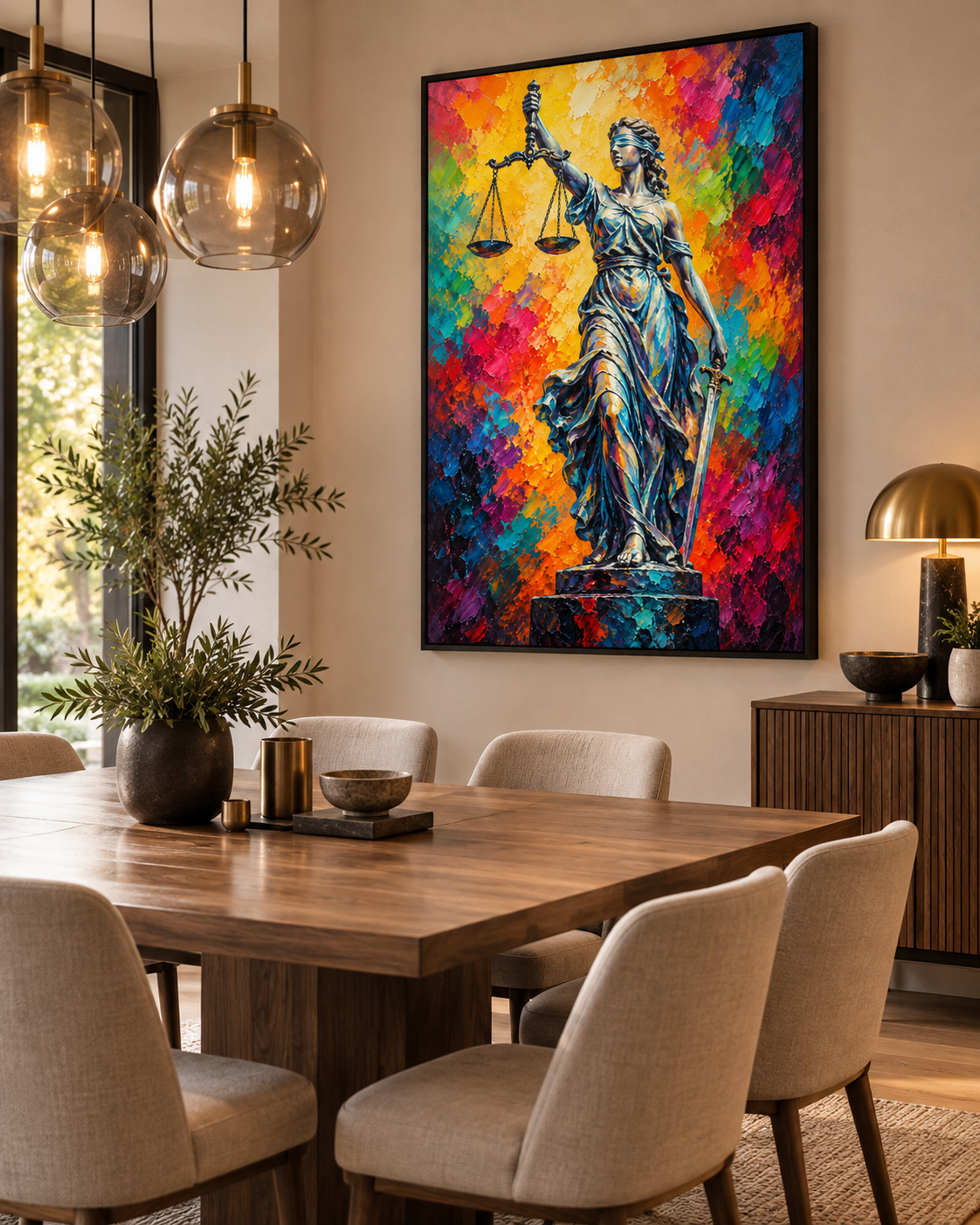 Quadro Deusa da Justiça Colorida