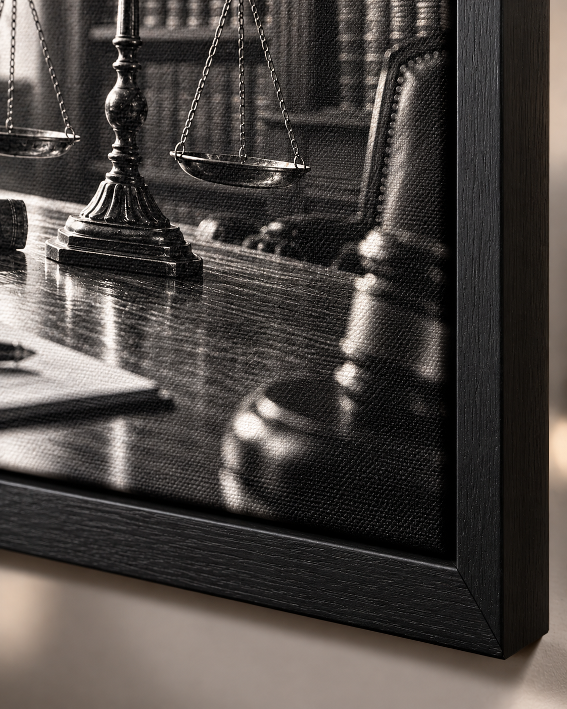 Quadro Balança da Justiça em Escritório