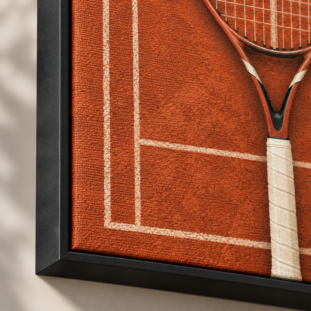 Quadro Raquete de Tênis em Quadra de Saibro