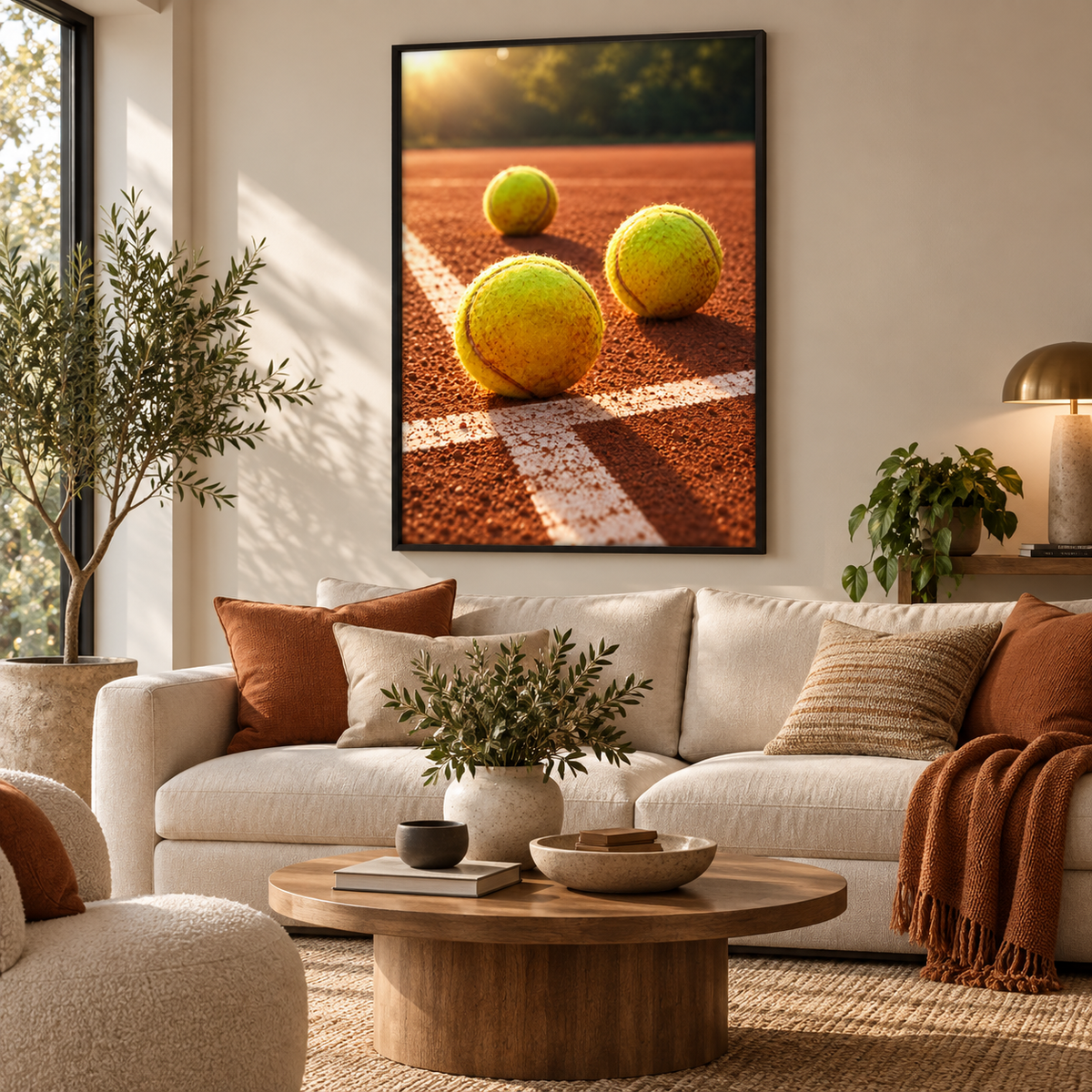 Quadro Bolas de Tênis na Quadra de Saibro