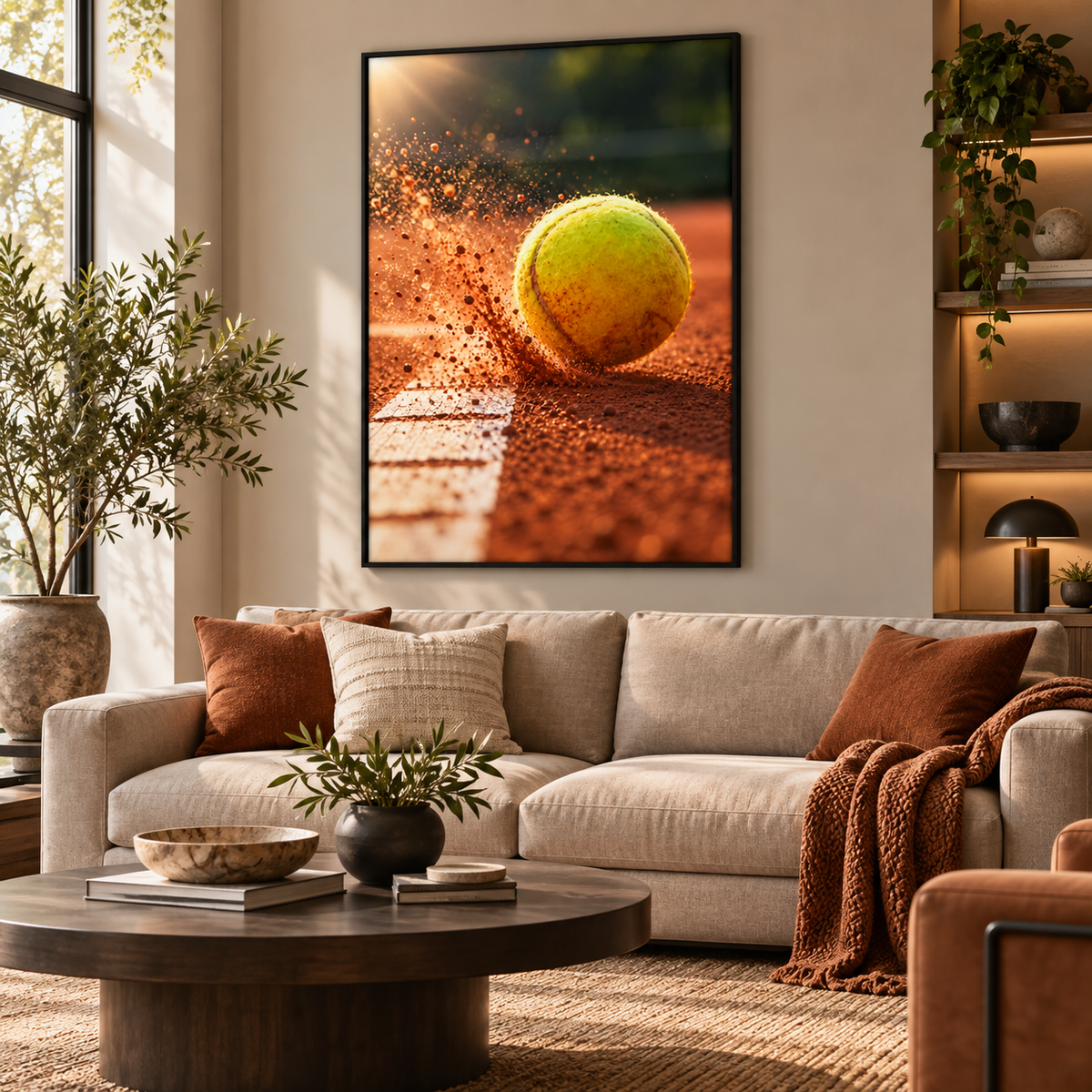 Quadro Bola de Tênis em Movimento no Saibro