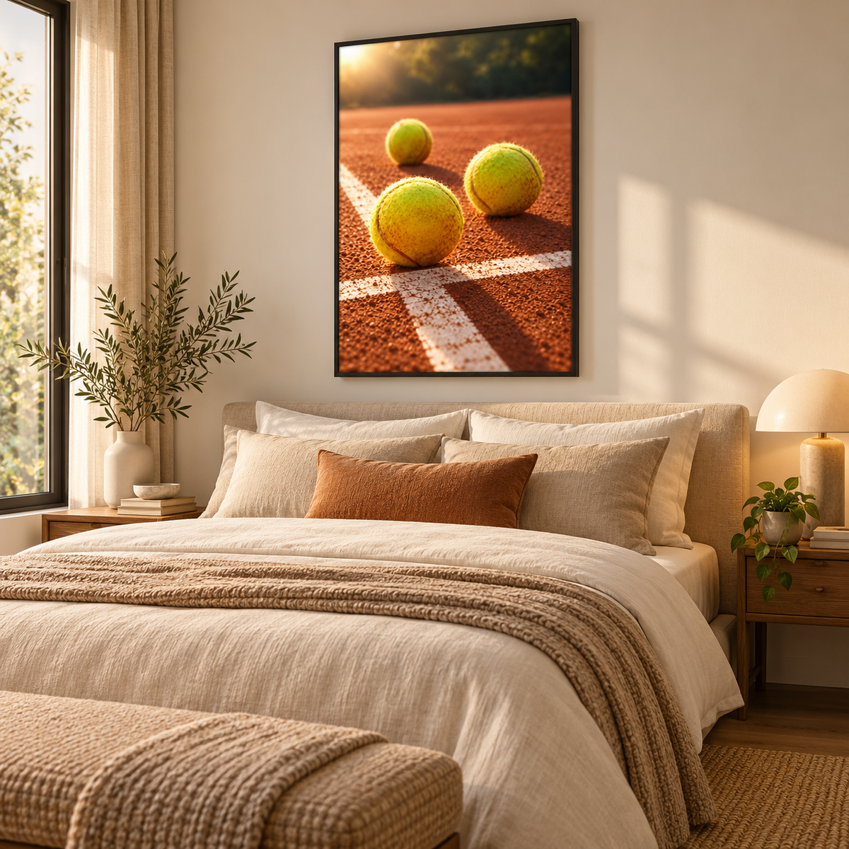 Quadro Bolas de Tênis na Quadra de Saibro