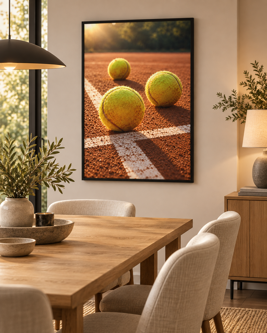 Quadro Bolas de Tênis na Quadra de Saibro