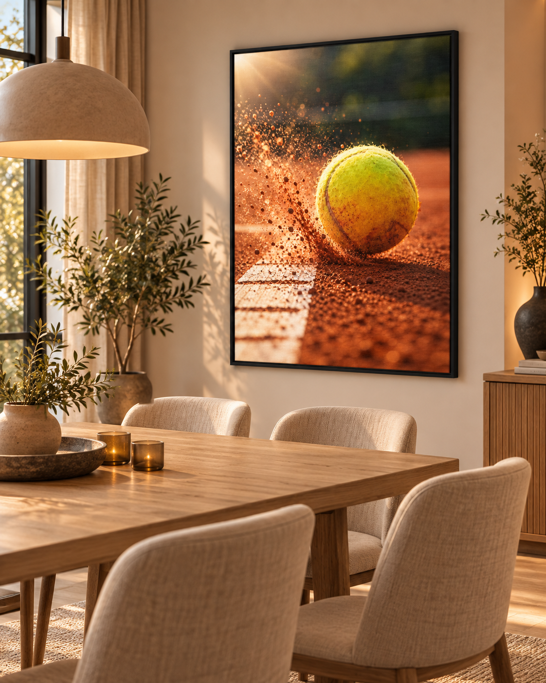 Quadro Bola de Tênis em Movimento no Saibro