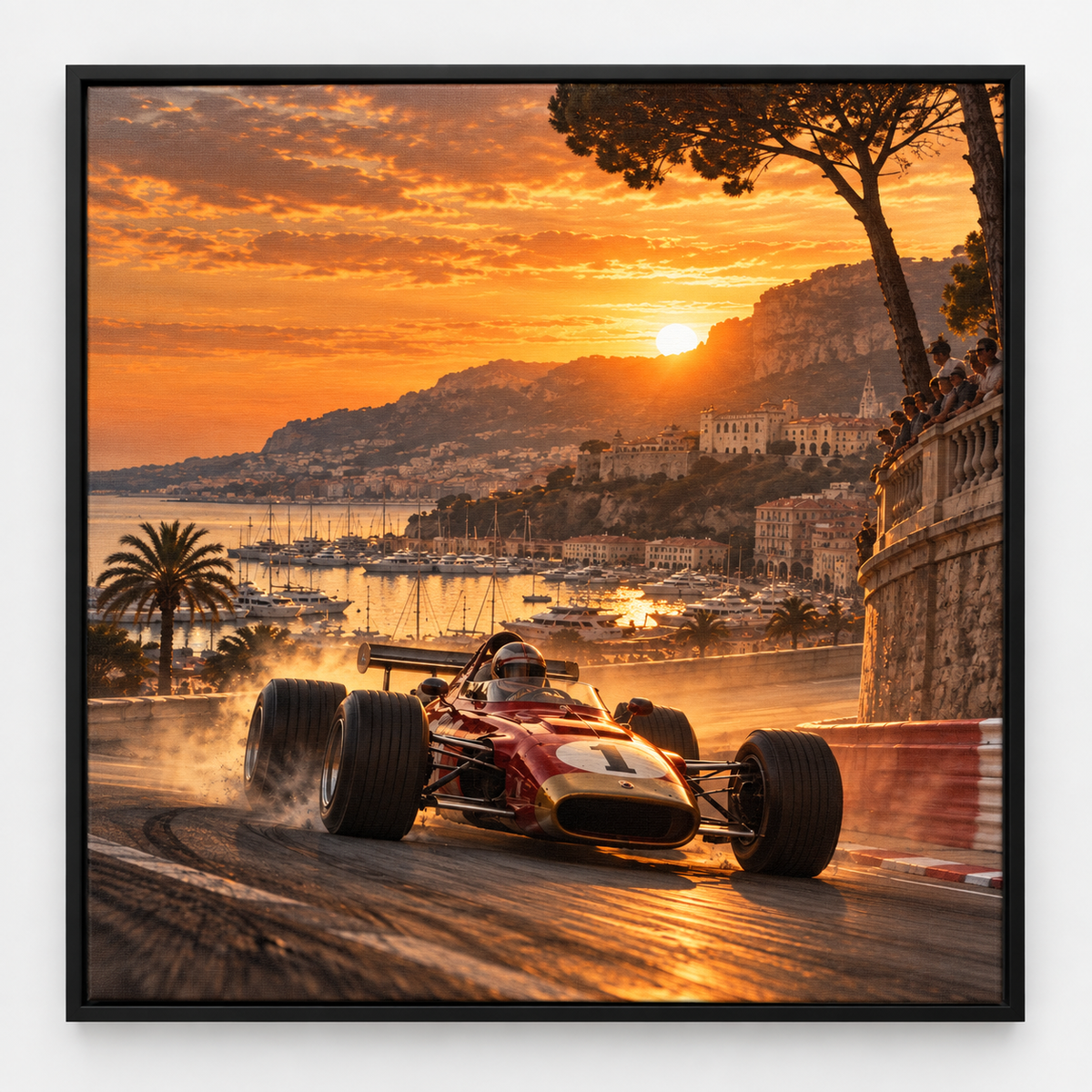 Quadro Fórmula 1 Clássica no Pôr do Sol