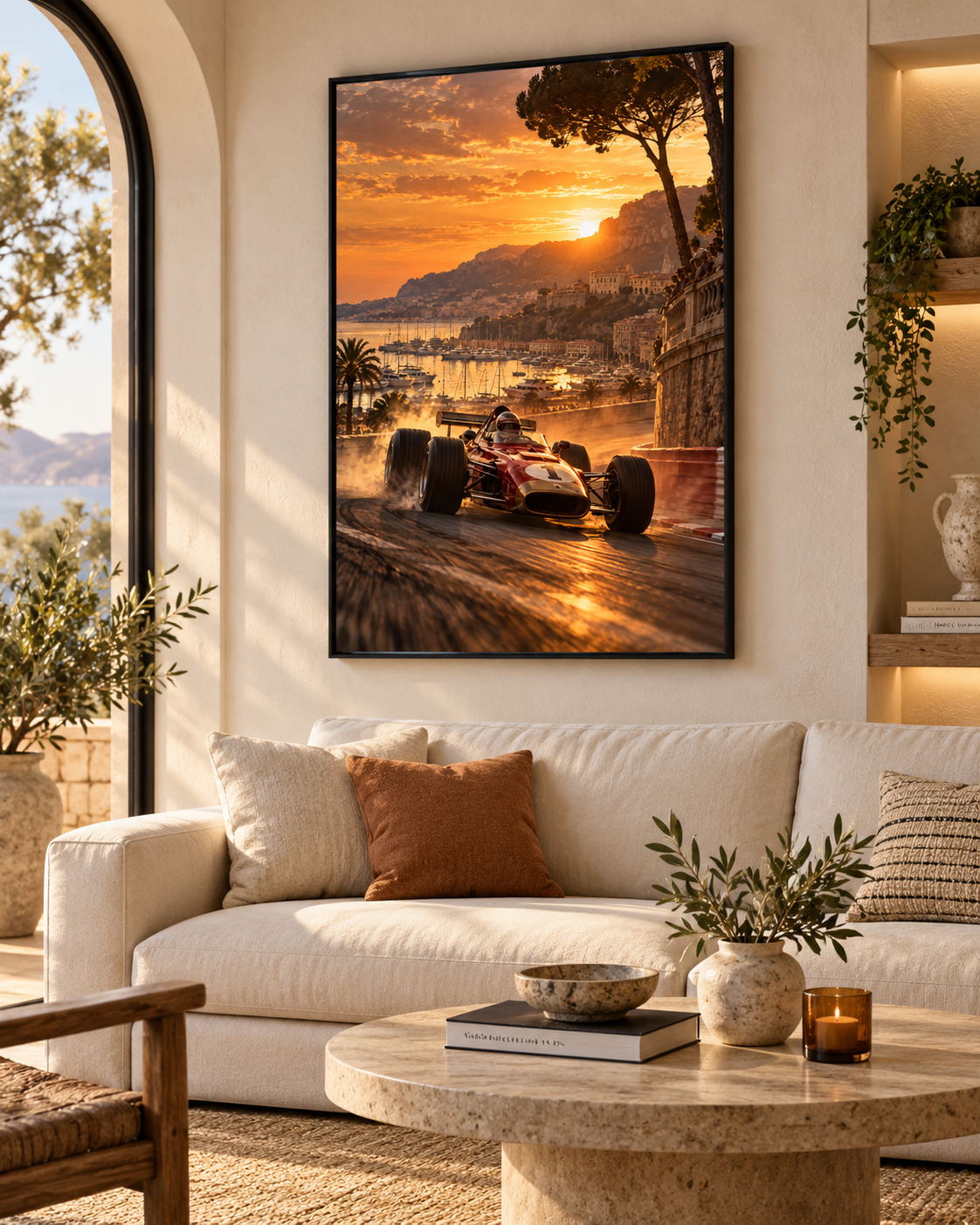 Quadro Fórmula 1 Clássica no Pôr do Sol
