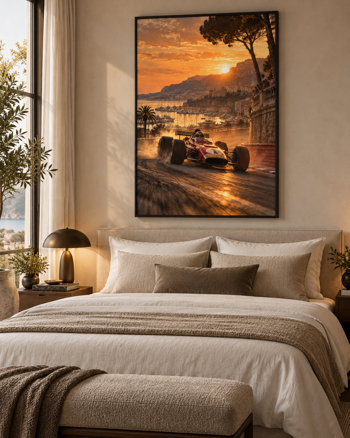 Quadro Fórmula 1 Clássica no Pôr do Sol