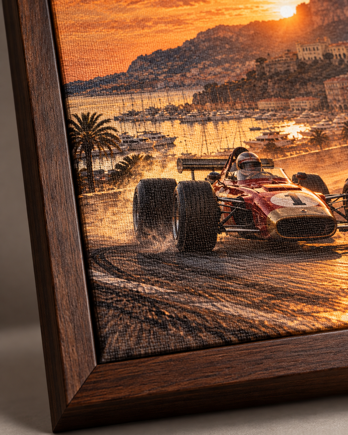 Quadro Fórmula 1 Clássica no Pôr do Sol