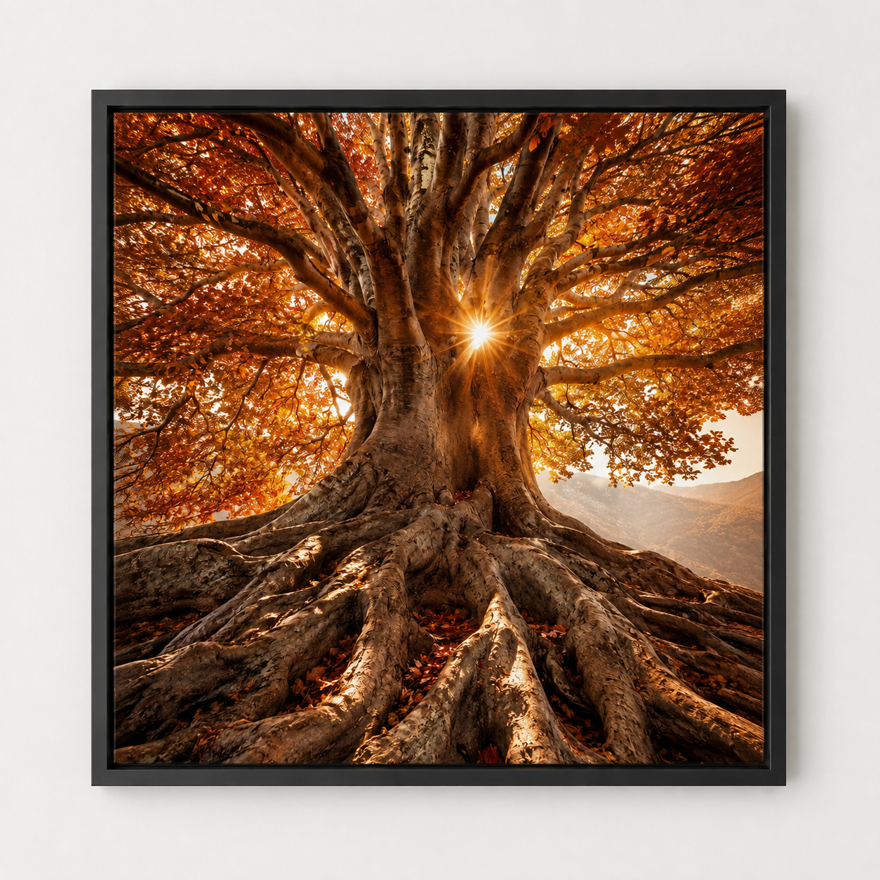 Quadro Árvore Outonal e Raízes